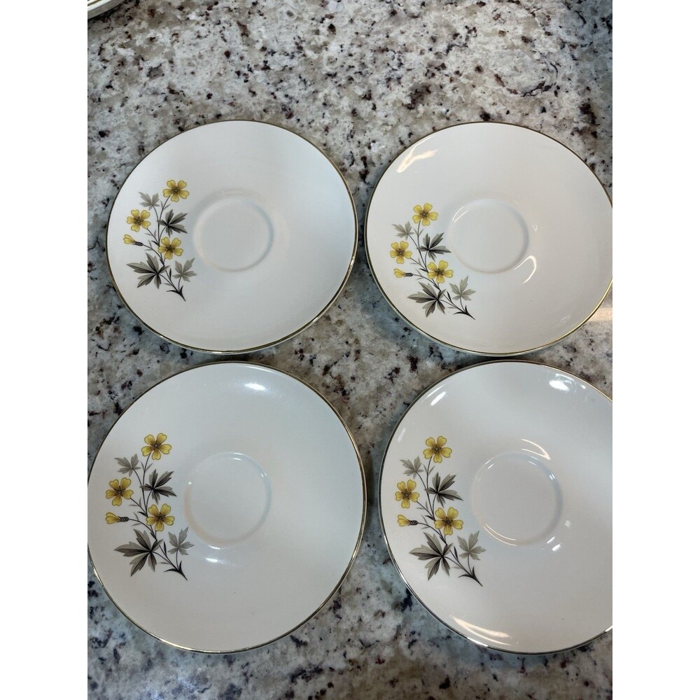 Set of 4 Vintage Edwin Knowles Sun Light Cups & 6-1/8” Saucers